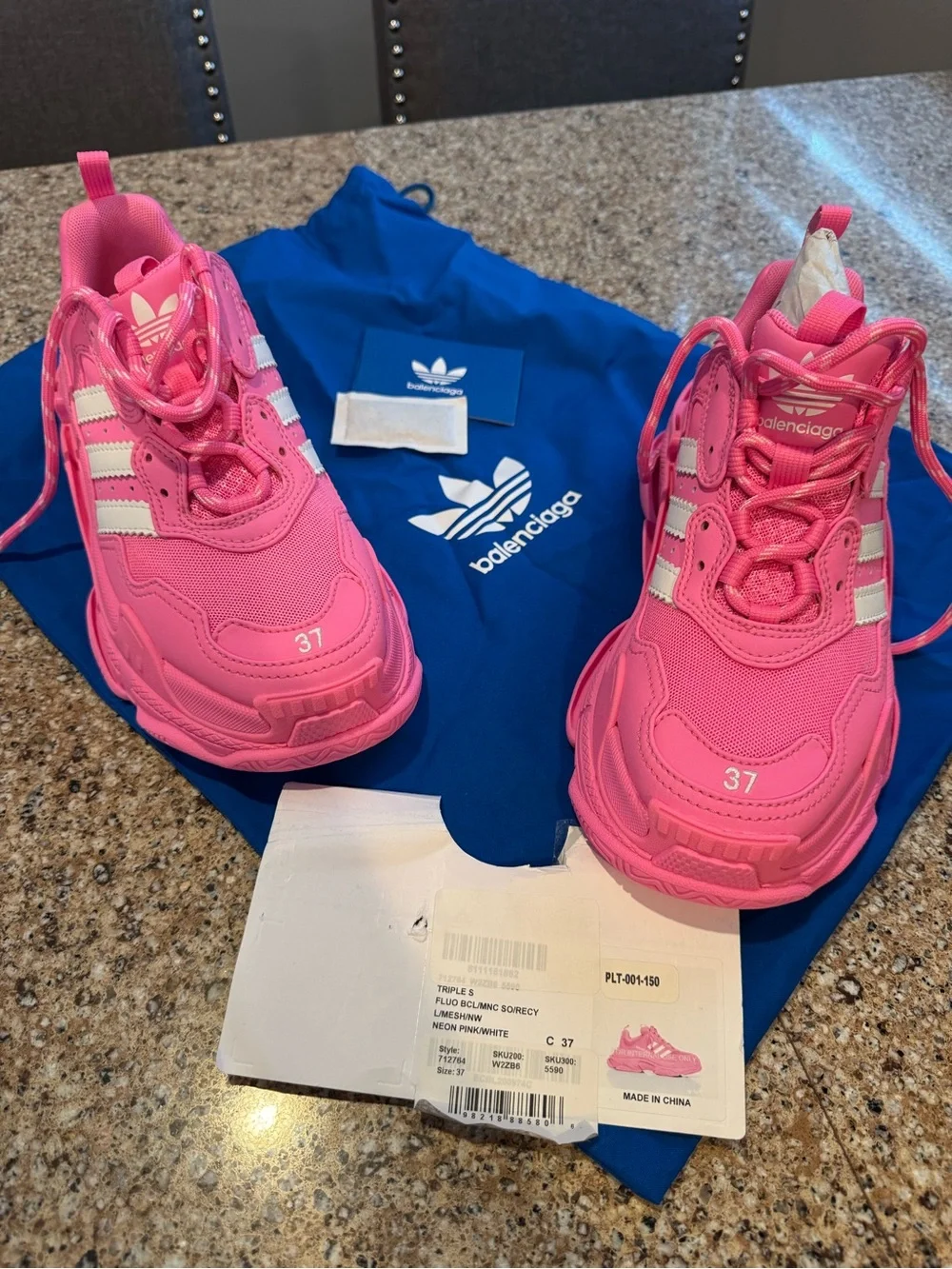 Balenciaga x Adidas Triple S, Bright Pink Women’s Sneakers NWB